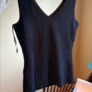 Cache tank top knit Navy with sparkle. Fully lined Small NWT $68